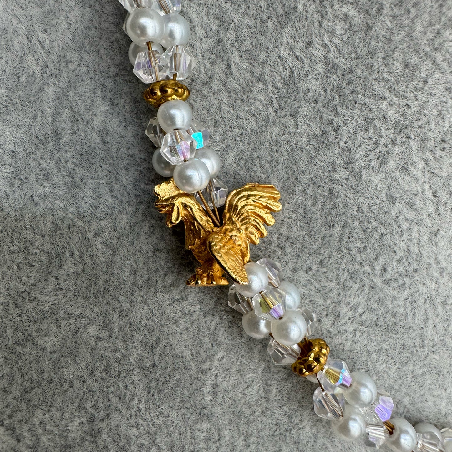 Farmhouse Cock Pearl Charm Choker Necklace